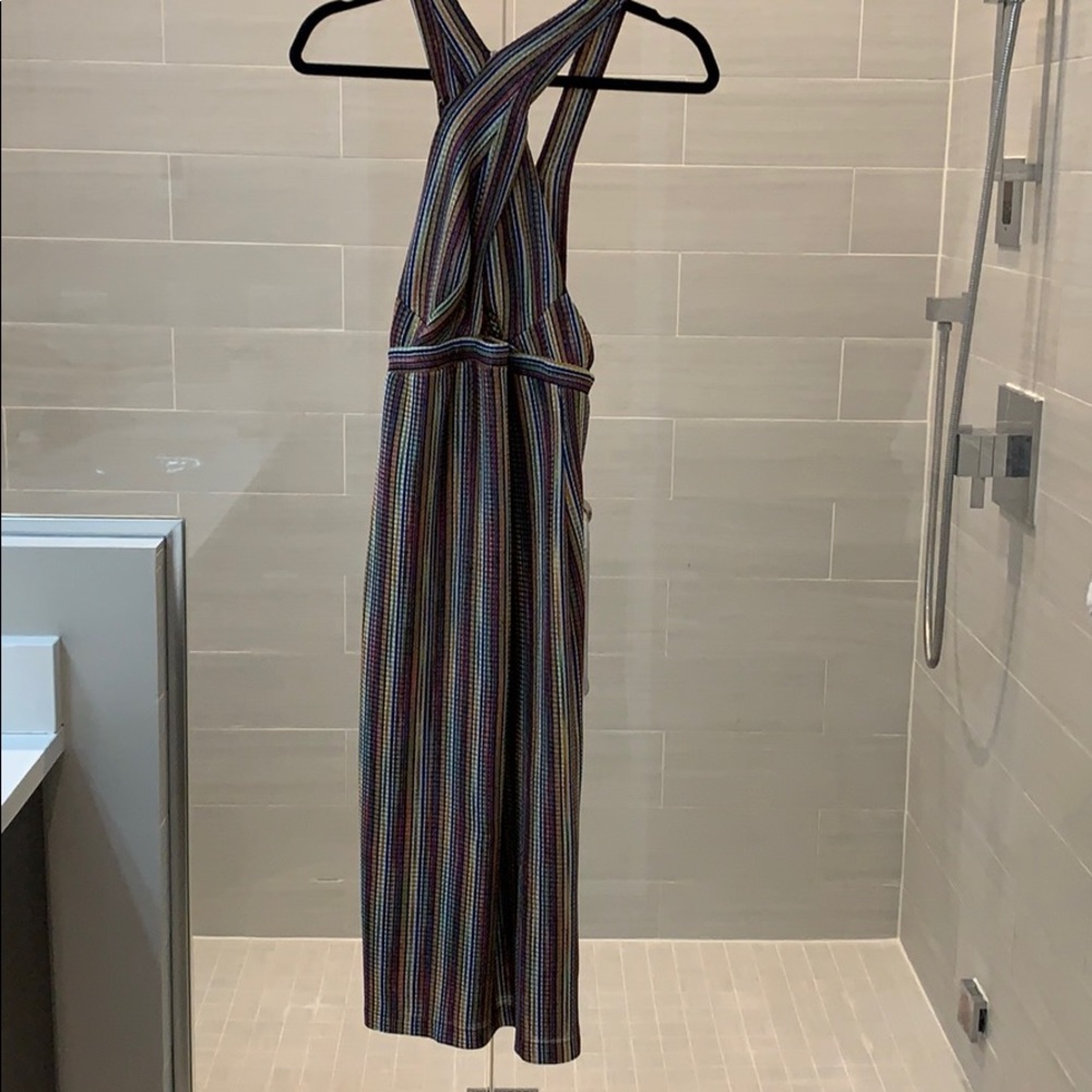 Multi-colored striped midi dress